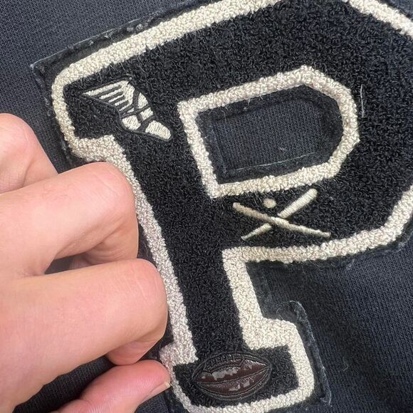 Polo Ralph Lauren P Wing 67 Baseball Varsity Jacket Hoodie Rugby Black Size L - Picture 5 of 8